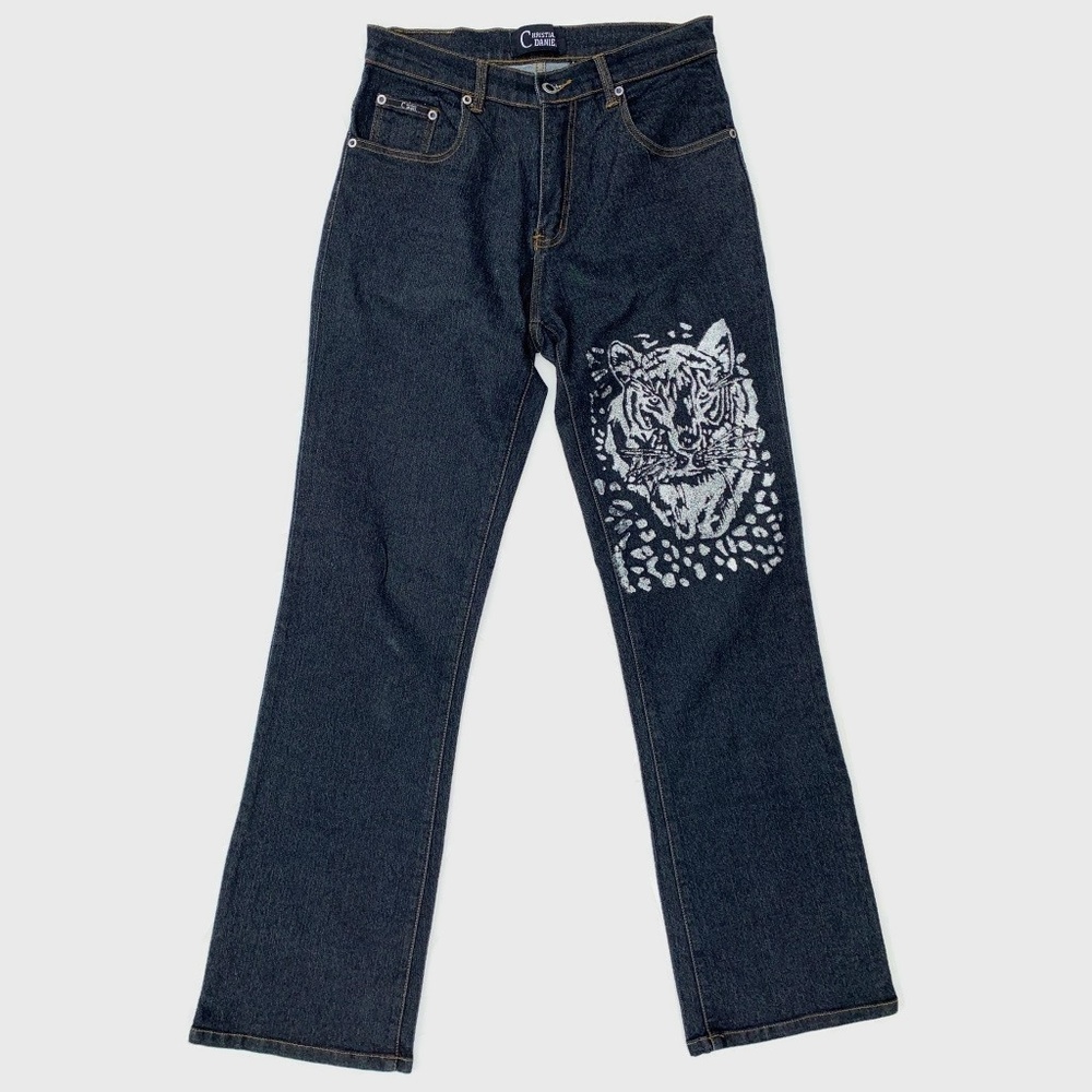 VINTAGE Christian Daniel Jeans Glitter Tiger Size 9